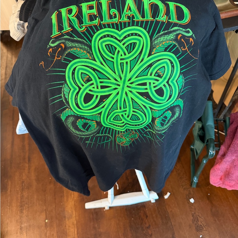 Ireland Graphic Tee in Black & Neon Green It Glows under black light